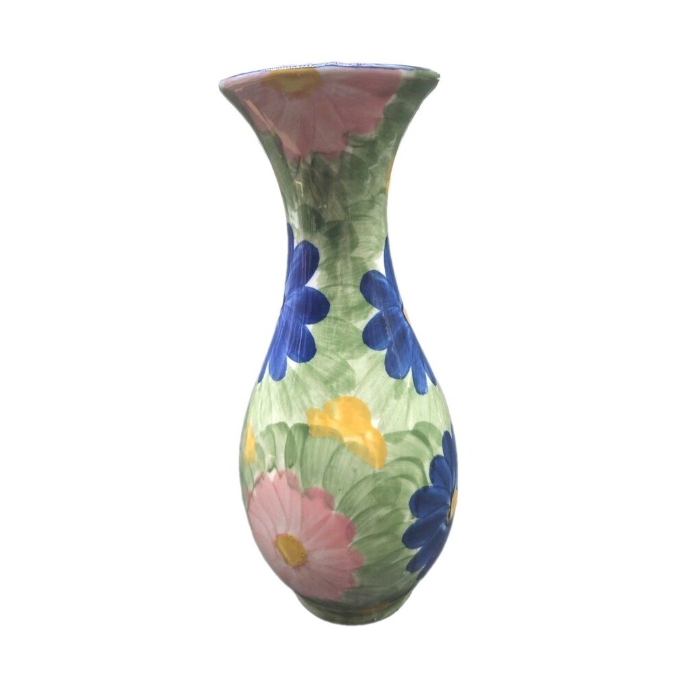 Multi Color Ceramic Vase Daisy Flower Hand Painted